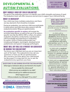 Image of Developmental and Autism Evaluations resource guides.